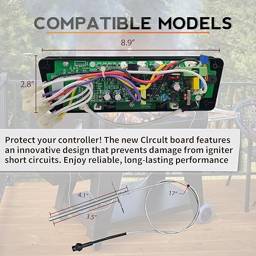 Banbitebq Upgraded PID Trapezoid Control Board for Pit Boss Wood Pellet Grill - Compatible with Lexington P7-540/Classic P7-700/Austin XL P7-1000/440FB1 Matte Black Models,RTD Temperature Probe