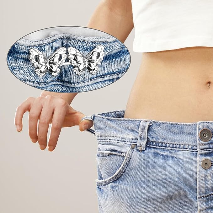 TOOVREN Pant Waist Tightener - No Sew, No Tools Jeans Button Tightener - Adjustable Buttons for Loose Jeans - 4 Sets