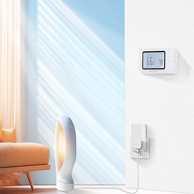 Wireless Thermostat for House, SENSTREE Remote Temperature Controller, Temperature Control Plug, Support Heating/Cooling Mode, for Window A/C, Fan, Space Heater,in Home,Baby Room, Attic, Garage