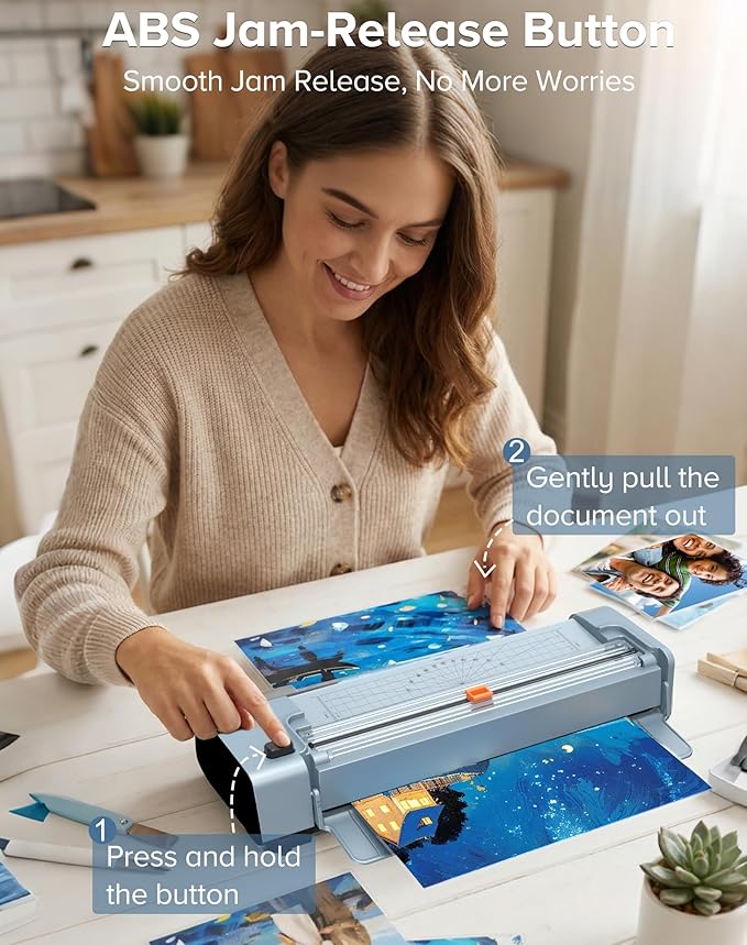 OidoZac 13 Inch Laminator Machine with 20 Laminating Sheets, 11x17 Hot & Cold laminator for Teachers 10 in 1 with Auto Paper Feed, Never Jam Technology Personal Laminator for Home Office School