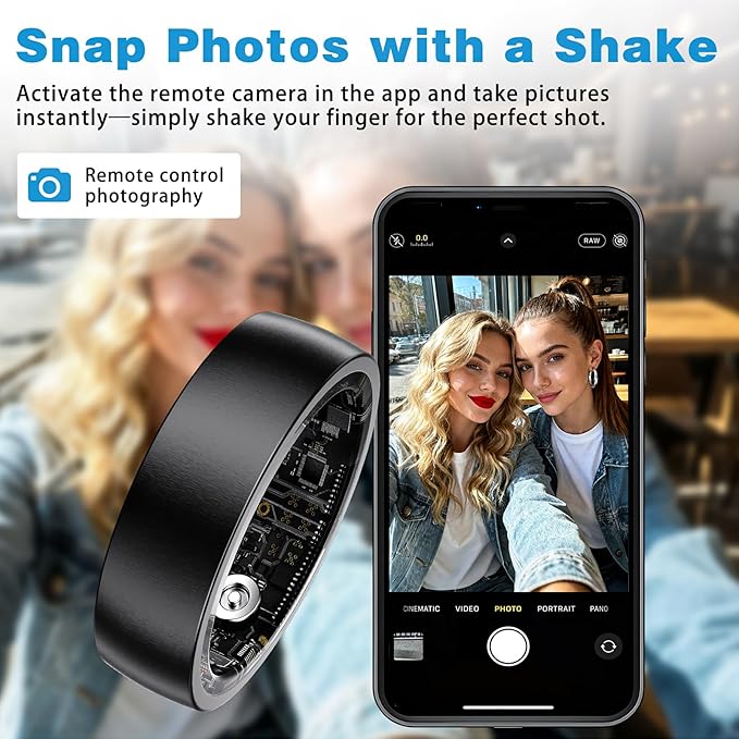 S SECRETTOP Smart Ring for Men Women, Health Fitness Tracker Ring with Sleep Tracker, Heart Rate, SpO2, Step Counter for iOS and Android, IP68 Waterproof (Black 13)