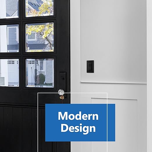 LIDER Brushed Black Minimalist Design Decorator Switch with Screwless Wall Plate, Frameless Wall Light Switch, On/Off Rocker Switch, Single Pole, Residential Grade, 3 Wire, 15A 120-277VAC, 5 Pack
