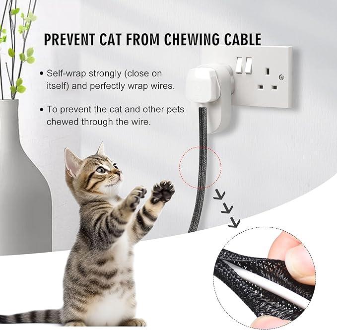 Moxita 10ft - 3/4 inch Cable Protector Sleeve Split Wire Loom Tubing for Power, Audio, USB, Cord Management for TV, Computer, Protection from Pets Chewing, Black