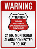 Warning 24 HR. Monitored Alarm Connected To Police Sign, 36x48 Inches, Reflective, Rust Free DiBound, Fade Resistant, Made in USA by My Sign Center