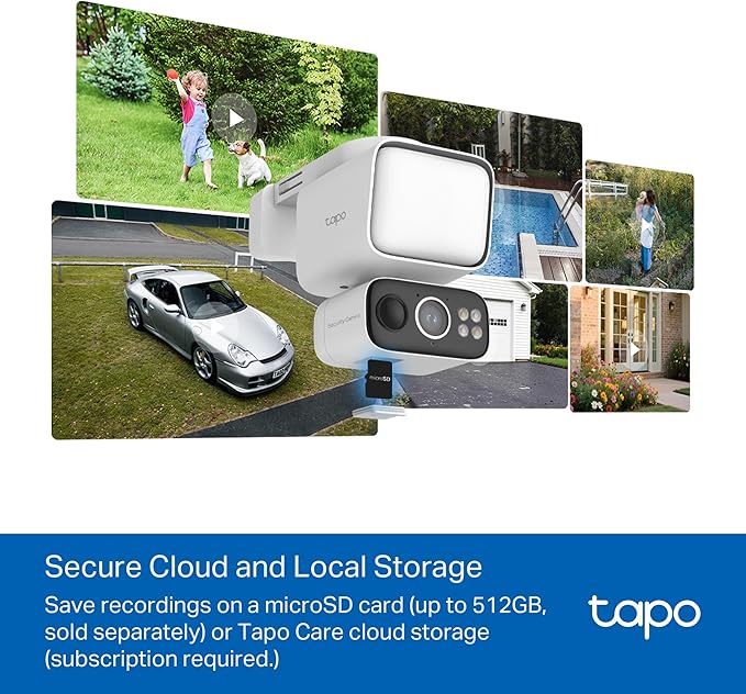 Tapo 2K Dimmable Floodlight Security Camera Outdoor Wireless w/Solar Panel, Pan/Tilt, 360º AI Tracking, Free Person/Vehicle Detection, Works w/Alexa and Google Assistant, SD/Cloud, C615F KIT