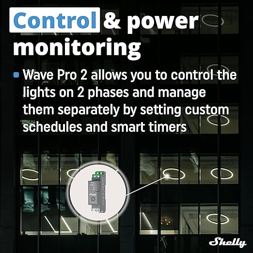 Shelly Wave Pro 2 US LR | Z-Wave Long Range 2-Channel Smart Relay Switch with Dry Contacts | DIN-Rail | Home Automation | High Compatibility | Easy Installation | iOS Android App