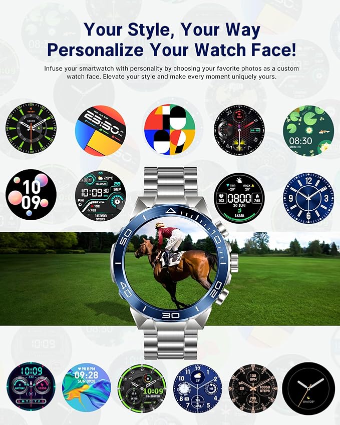 SOUYIE Smart Watch for Men,1.43''AMOLED Screen with 24 Hours Healthy Monitor, 100+ Sports Modes Fitness Tracker Watch, High-Capacity Battery Pedometer Calorie Smartwatch Compatible Android iOS