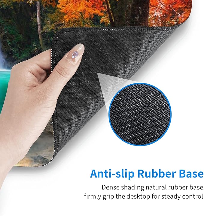 Deep Forest Waterfall Extended Big Mouse Pad Large,XL Gaming Mouse Pad Desk Pad,31.5x11.8inch Long Computer Keyboard Mouse Mat Mousepad with 3mm Non-Slip Base for Home Office Work