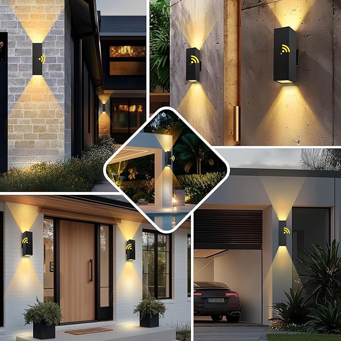 MZLITI Modern Outdoor Wall Light Dusk to Dawn 2 Pack, Waterproof Matte Black Porch Lights, 2700K LED Outdoor Sconce Lights for House, Garage, Patio, Front Door