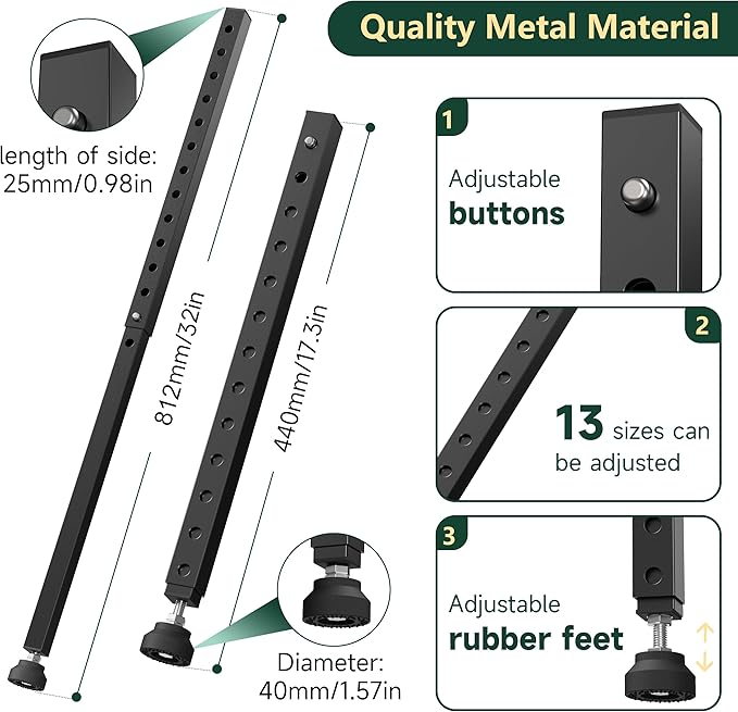 WooFog Adjustable Window Security Bars Vertical, Heavy Duty Sliding Patio Glass Door Lock Bar with Rubber Feet, 17-32 inch Window Safety Stopper for Up and Down Windows -Black 4 PCS Patented