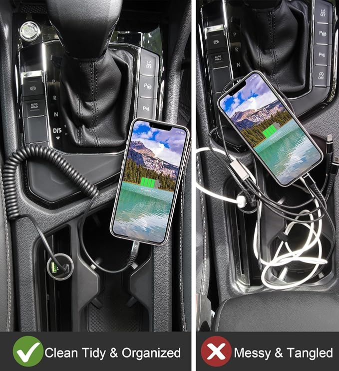 KIYODA USB Type C to Lightning Cable 6FT 2Pack, Coiled iPhone Charger Fast Charging for CarPaly Short USBC iPhone Cord for iPhone14/13/12/11 Pro Max/iPad/CarPlay-Black