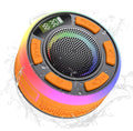 IPX7 Waterproof Shower Bluetooth Speaker, Portable Small Speaker with Suction Cup and Time Display, Loud Crystal Sound & Bass 10H Playtime 1100mAh, Shower Speakers for Pool, Beach Christmas Orange