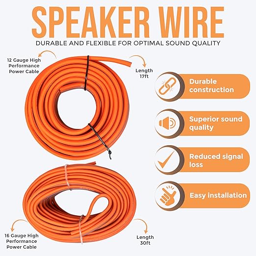 Elite Audio Premium Series Amp Kit Copper Clad Aluminum Wire, Triple-Shielded RCA Cables, High-Power Capacity, ANL Fuse Holder, Car Amplifier Install Kit (4 Gauge (5-Channel))