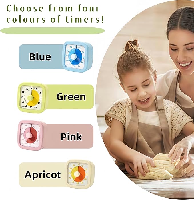 Visual Timer for Kids Timer Home - 60 Minute Kids Visual Timer for Classroom Home Office, Countdown Clock for Teaching Work Meeting, Pomodoro Timer for Time Management (Sakura Pink)
