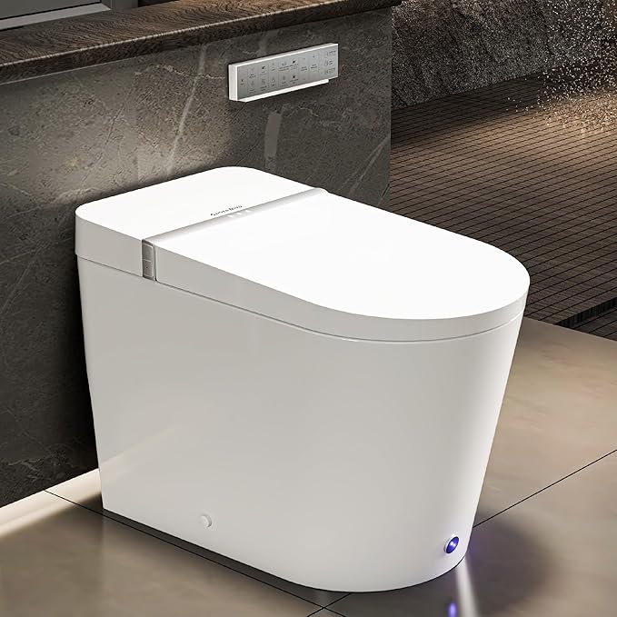 Casta Diva Smart Toilet, Wider Bidet with Heated Seat, Auto Open/Close, Warm Water, Foot Sensor Auto Flushing, Modern Japanese Toilet for Bathroom with Remote Control 1.28GPF(CD-K010)