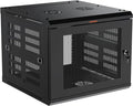 ECHOGEAR 9U Network Rack - Enclosed Wall Mount Rack Kit Includes 2X 1U Shelves, Pre-Mounted Fan, Lockable Door & Hardware - 600mm Depth Fits All Your AV Gear