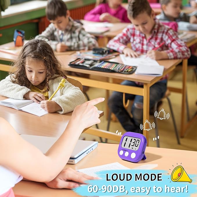 Classroom Timers for Teachers Kids Large Magnetic Digital Timer Teacher Supplies 2 Pack-Pink Purple