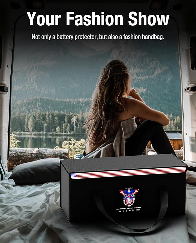 12V 200Ah LiFePO4 Lithium Battery Fireproof Safe Bag, Large Capacity Explosion-proof Lipo Battery Case for Charging & Storage, Waterproof Safe Box Compatible with LiTime & Renogy(22x9x9.4 Inches)