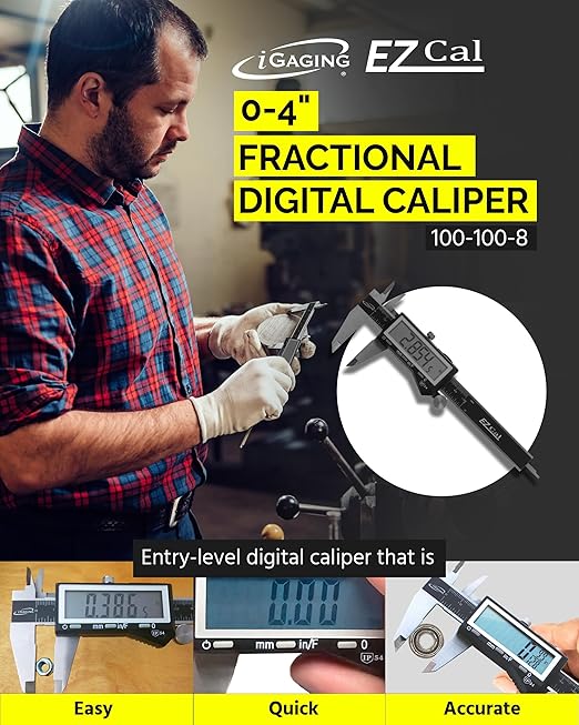 iGaging Premium IP54 0-4" EZ CAL Fractional Digital Caliper