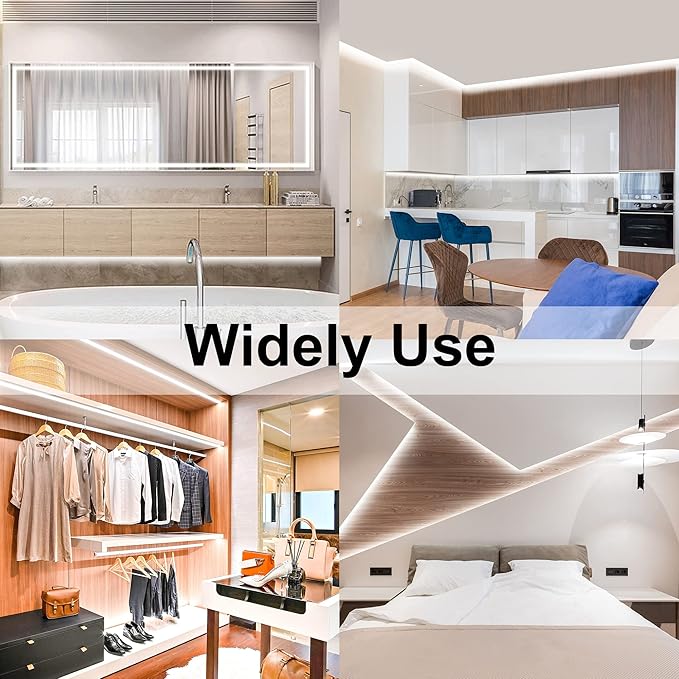 AXMOTUT White COB LED Strip Light, Dimmable 16.4ft/5m LED Light, 6000K Daylight White 2400 LEDs High Lumen LED Tape Lights CRI 90+ with RF Remote and UL Power for Bedroom,Kitchen,DIY Home Decoration