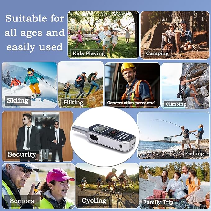 ELIDAIP M6P Mini Walkie Talkies,1100mAh Battery Rechargeable,128 Channels,Long Range Walkie Talkies with FM Radio Function,LCD Display,Portable Two Way Radio for Trip Camping Hiking Workplace,2 Pack