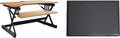 Rocelco 32" Height Adjustable Standing Desk Converter BUNDLE - Sit Stand Computer Workstation Riser with Anti Fatigue Mat - Dual Monitor Retractable Keyboard Tray - Teak Wood Grain (R EADRT-MAFM)