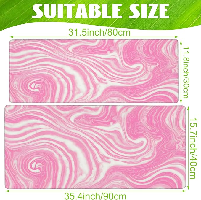 Eflxamz Desk Pad,Pink Marble Swirls Texture Desk Mat,Flow Liquid Waves Large Gaming Mouse Pad for Desk,Extended Big Computer Keyboard Mouse Pad with Non-Slip Base and Stitched Edge,35.4"x15.7"