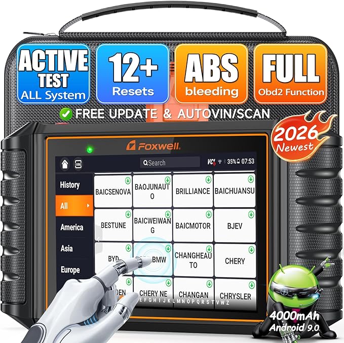 2026 FOXWELL NT726 OBD2 Scanner Diagnostic Tool, All System Bidirectional Scanner, Code Reader for Cars and Trucks with 12 Resets, ABS Bleeding/Oil/EPB/SAS/D-PF/TPMS/Injector Coding/Throttle/BMS..,FCA