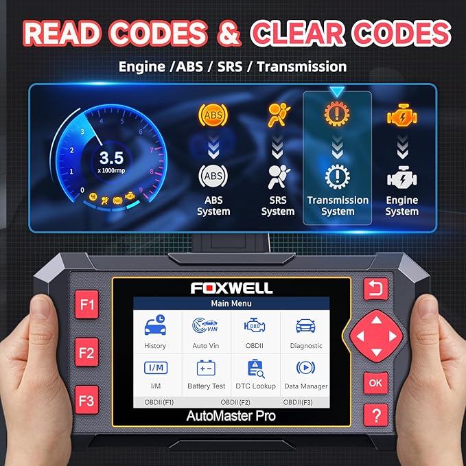 2026 FOXWELL Car Scanner NT604, 4 System OBD2 Scanner Diagnostic Tool, Check Engine Code Reader for Cars and Trucks, ABS/Airbag/Transmission Diagnostic Scanner for All Vehicles, English & Spanish Ver.