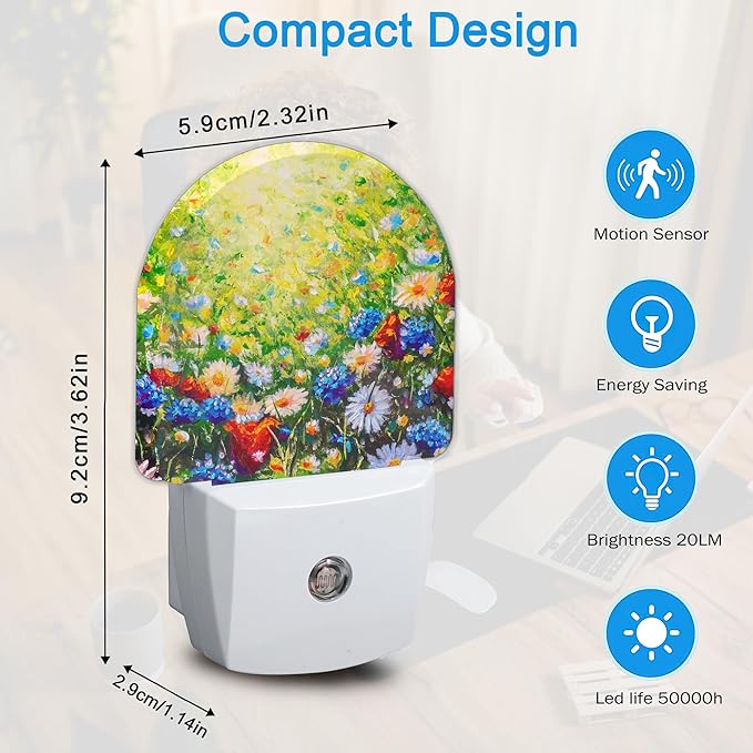 YESPOAK Night Light,Retro Abstract Daisy Night Lights Plug Into Wall Dusk to Dawn Sensor for Bedroom,Bathroom and Living Room for Women/Girls Gift