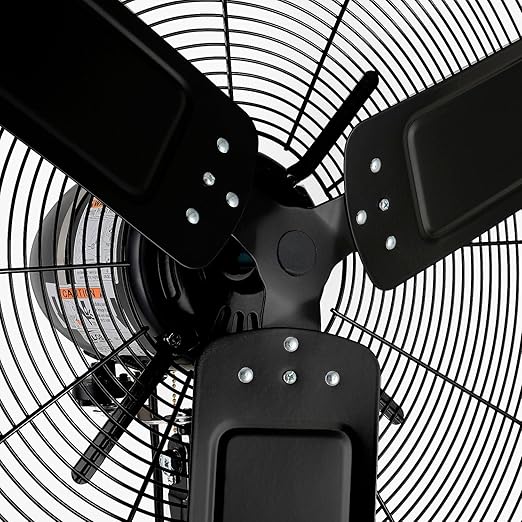 Global Industrial 30" Outdoor-Rated Oscillating Wall-Mount Fan, 2 Speed, 8,400 CFM, 3/10 HP, Black Powder Coat Finish, For Commercial & Industrial Use