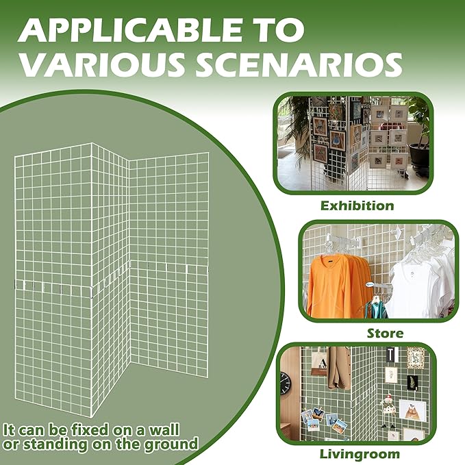 Koretech Grid Wall Panels 3 Pcs, Commercial Grade Gridwall Panels, Metal Grid Wall Panel Display Stand, You Can DIY 6 Pack 2'x3' or 3 Pack 2'x6', White