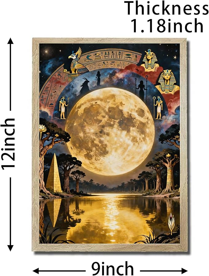 URVIP LED Glowing Photo Frame, 3D Starry-Sky Blue Moon Wall Art, 9x12 Inches Dimmable Light Up Light Painting for Bedroom, Unique Aesthetic Decor, Great Birthday Gift for Women Men