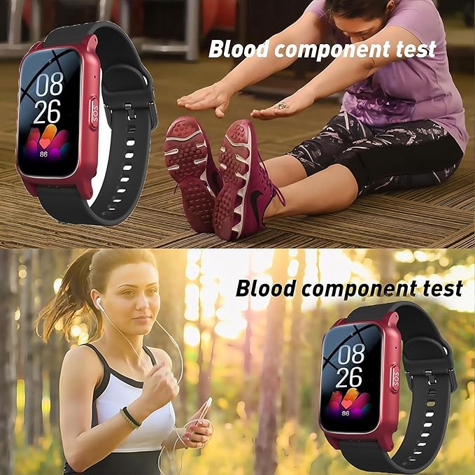 Elderly Fall Watch, Smart Watch for Men Women Wtih Sos Call and Health Monitoring, Ip67 Waterproof, Emergency Call Bracelet, for Seniors & Adults, Christmas and Birthday Gifts, 4G Safety(Red)