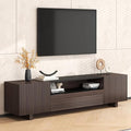 Epecoya TV Stand with Storage Cabinets for Living Room, Modern Wood Fluted TVs Media Console for 55/60/65 Inch TVs, Mid Century Television Stands with Drawer and Open Shelve for Bedroom, Dark Walnut