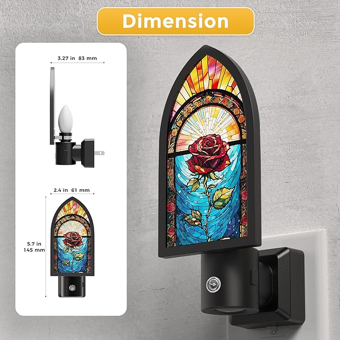 L LOHAS LED Night Lights Plug into Wall, Night Light with Light Sensor, 3000K Soft White, 0-100LM Brightness Adjustable, Acrylic Rose Nightlight for Bathroom Bedroom Hallway