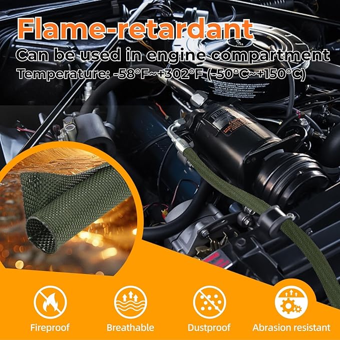 HOLED 5/8 inch Split Braided Cable Management Sleeve for USB Cable Power Cord Audio Video Cable, Wire Loom Cord Protector from Cat Dog Chewing (Black, 25FT)
