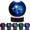 Conalisk 3D K9 Elephant Crystal Ball Lamp,Lifelike 3D LED Elephant Night Light,16 Colors Changing Light,Dimmable Remote Control,Desk lamp (I)