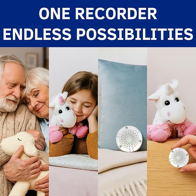 RediTech Go™ 12-Pack Recordable Voice Modules – MP3 Upload from a Windows Computer, 4-Minute Playback, USB-Rechargeable Sound Box for Stuffed Animals, Plush Toys, DIY Crafts & Keepsake Gifts (white)