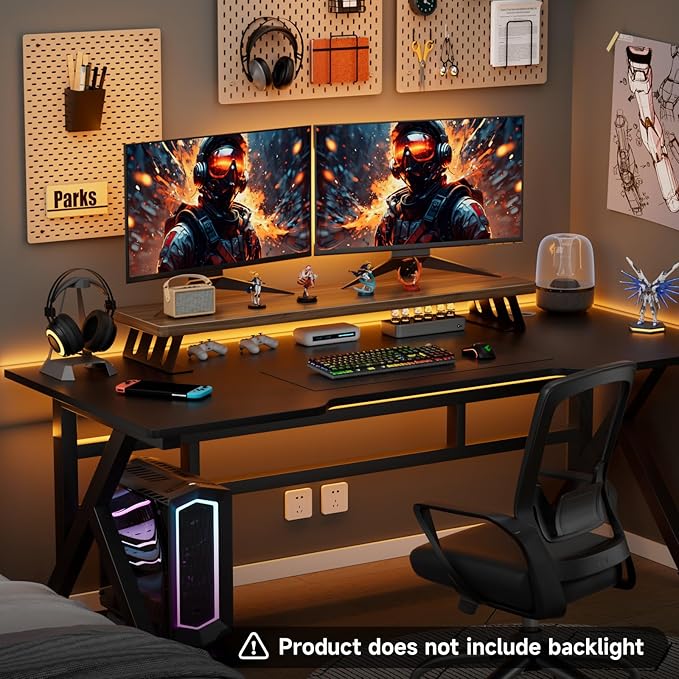 NestNeat Dual Monitor Stand Riser, 39 Inch Large Wood Monitor Stands for 2 Monitors, Desk Monitor Riser for Computer/Laptop/Printer/TV, Stand Riser up to 220 lbs