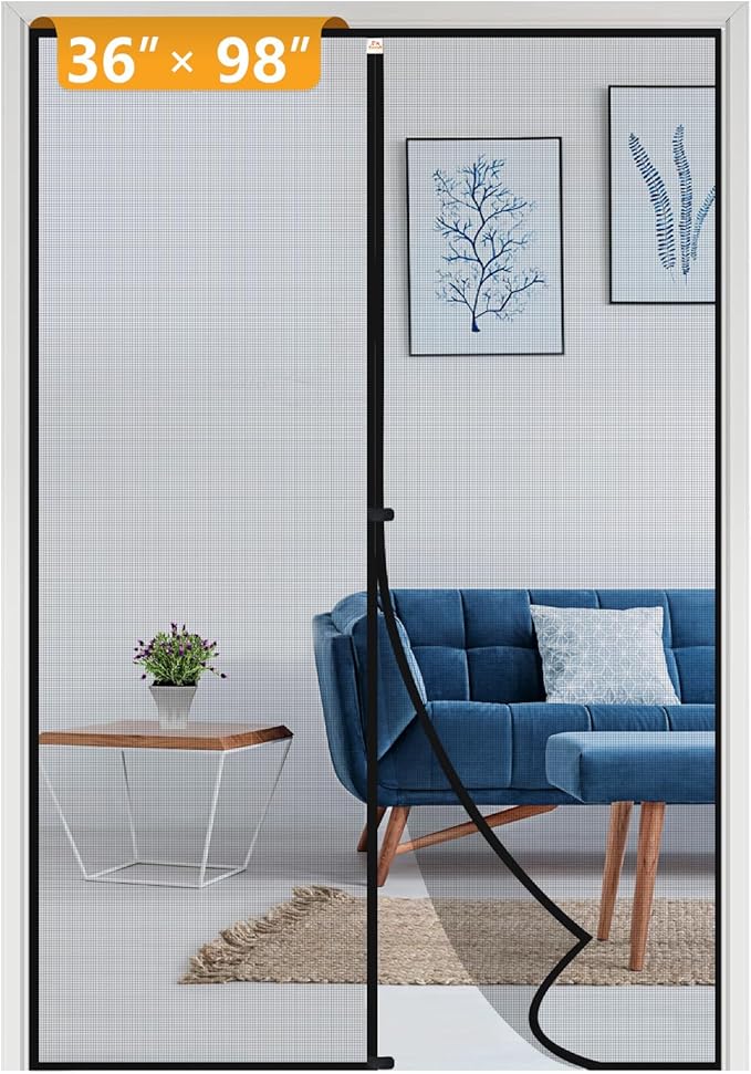 Yotache Screen Doors with Magnets Fits Door Size 36 x 98, Screen Size 38" x 99" Heavy Duty Screen Door Enjoy Fresh Air Black
