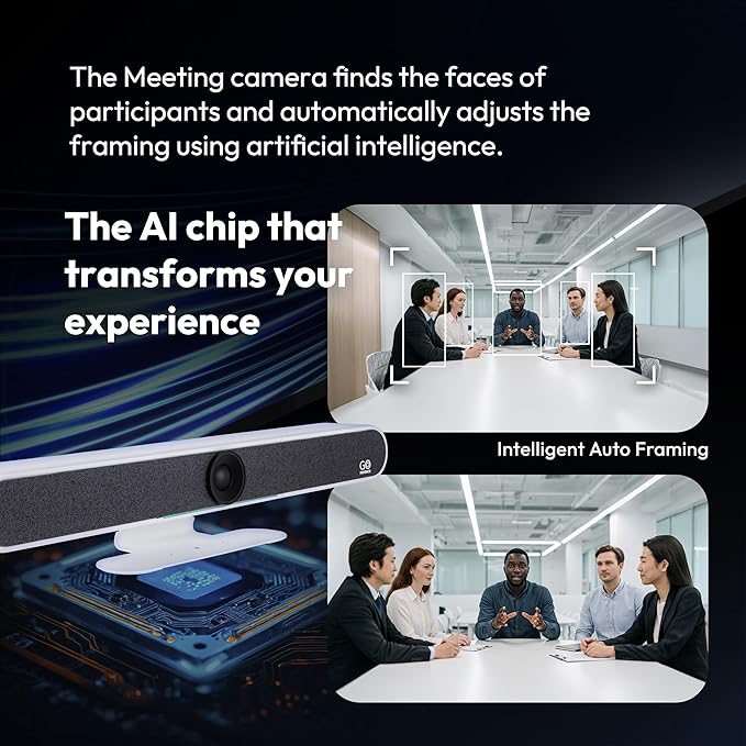 GoPresence 4K Ultra HD Meeting Bar – All-in-One Video Conferencing System with 120° Wide-Angle Lens, 6 Mics with 20ft Pickup Range, Dual Speakers, Plug-and-Play USB for Zoom/Teams/Meet – Medium Rooms
