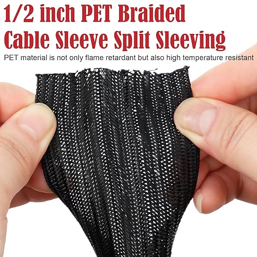 1/0 Gauge Wire CCA (20Ft Each Black/Red) Primary Automotive Wire with Lugs Kit,250A ANL Fuse,1/2 Inch Cable Split Sleeving,Battery Cable,Car Amplifier Power Ground Wires,Amp Install Wiring