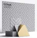 Woovio Sound Proof Foam Panels for Walls, 12 Pack Self-Adhesive Acoustic Panels, 12" X 12" X 0.4" Soundproof Wall Panels for Door, Ceiling, Home Office Gray