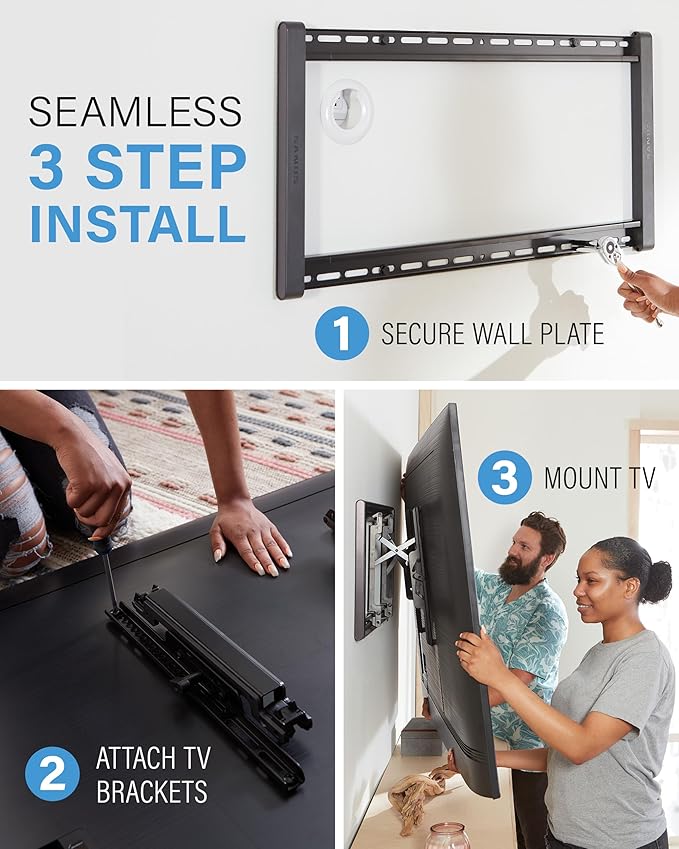 SANUS Tilting TV Wall Mount for 42" to 90" TVs - Universal Wall Mount TV Bracket w/ Low Profile & 12 degree Tilt - DIY Install w/ Included Hardware