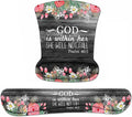Ergonomic Mouse Pad Wrist Support and Keyboard Wrist Rest Set with Coasters, Non-Slip PU Base, Easy Typing and Relieve Wrist Pain for Home Office Working Studying, Floral Quote Bible Verses Psalm 46:5