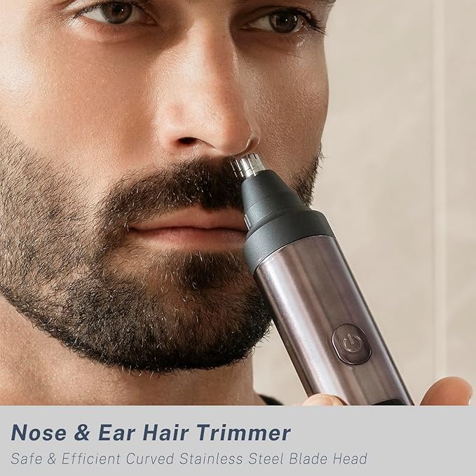 Beard Trimmer for Men, Precision Dial Adjustable 20 Settings, All-in-One Professional Hair Clippers and Foil Shavers Set with Nose Body Hair Trimmers, IPX7 Waterproof Wet and Dry, USB-C Charge Dock