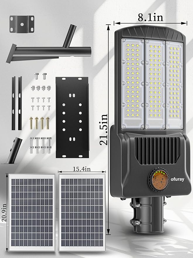 Ofuray OL-10600W Solar Street Lights Outdoor,50,000mAh Solar Parking Lot Security Lights Commercial up to 720,000Lm Distance,IP67 Street Dusk to Dawn with Remote Control for Street,Barn