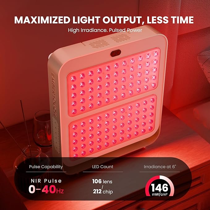 EmberTouch Red Light Therapy Panel - 660nm & 850nm Infrared Light Therapy Lamp with Smart App Control, 110 LEDs High Power Device at Home for Body, Face, Recovery, Skin Health, 215W (PRO200)