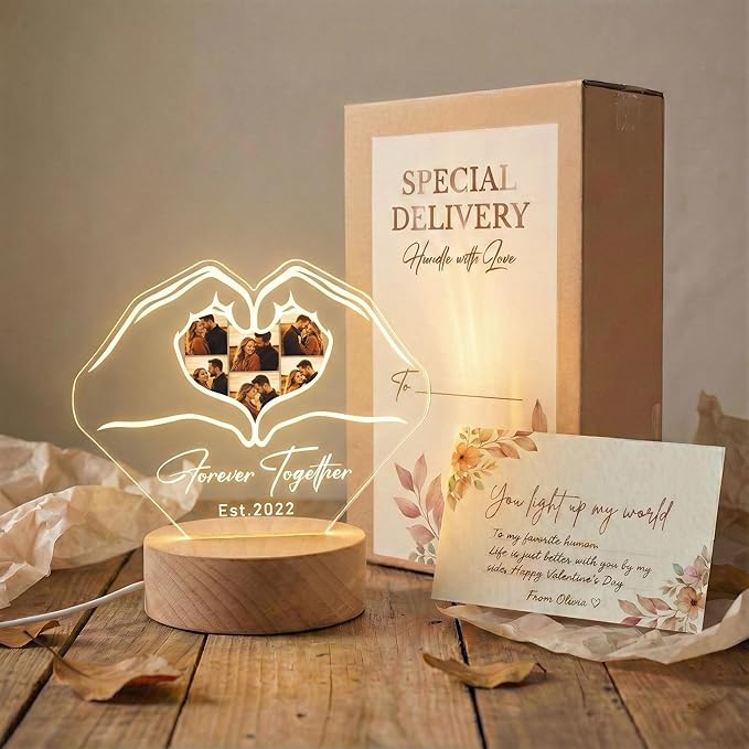 MamaEra Personalized Spotify Plaque Night Light with Photo - Custom Acrylic Glass LED Lamp Frame - Romantic Valentines Day Gift for Him Her Boyfriend Girlfriend Husband Wife Couple (Art Deco)
